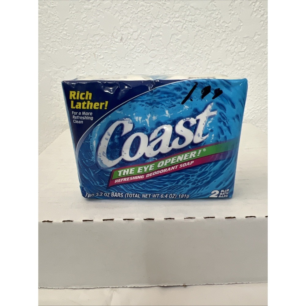 Coast The Eye Opener Rich Lather Deodorant 2 Soap Bars 3.2 Oz Vintage NOS 2003
